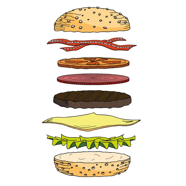 Hamburger Cheeseburger Εικονογράφηση Κλιπ — Διανυσματικό Αρχείο
