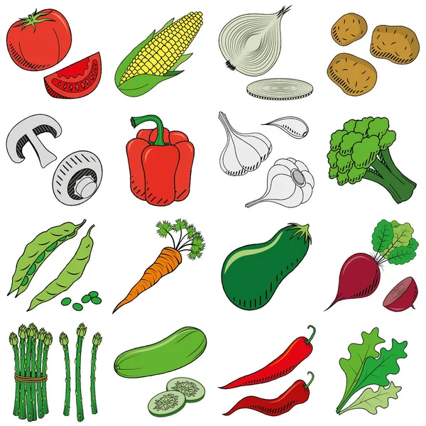 Hortalizas Juego Clipart Ilustración — Vector de stock