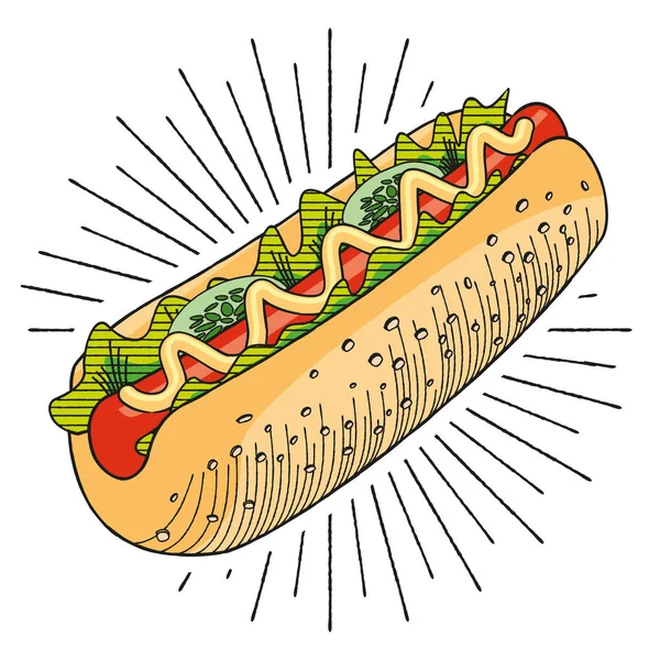 Hot Dog Μουστάρδα Διανυσματική Απεικόνιση — Διανυσματικό Αρχείο