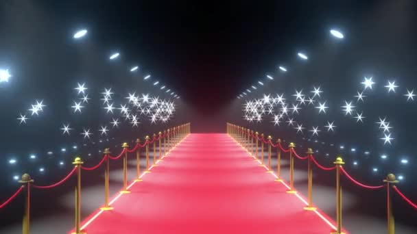 Red Carpet Barriers Flash Lights Animation Show Paparazzi Concept — 비디오