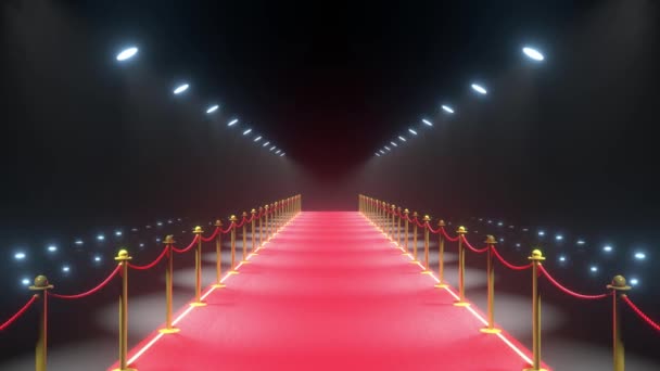 Red Carpet Barriers Rope Lights Animation Event Show Concept — Stock Video