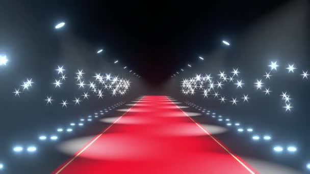 Alfombra Roja Luces Parpadeantes Animación Luces Destello Concepto Espectáculo Gala — Vídeo de stock