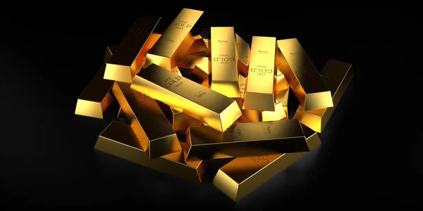 Gold Ingots Bank Treasure Weath Concept Illustration — Stock Photo, Image