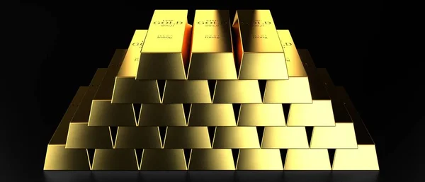 Lingotes Ouro Conceito Banco Tesouro Weath Ilustração — Fotografia de Stock