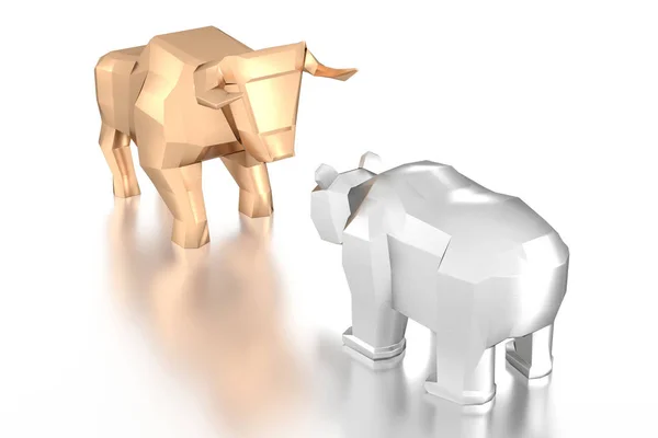 Geometrical Bull Bear Market Finance Stock Concept Illustration — стоковое фото