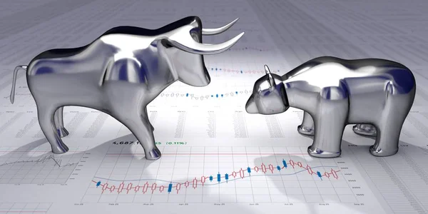 Bull Bear Financial Data Chart Market Stock Conception Illustration — 스톡 사진