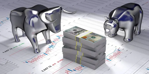 Bull Bear Money Market Finance Stock Concept Illustration — 스톡 사진