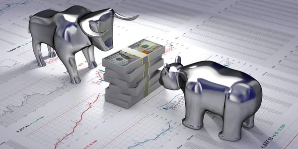 Bull Bear Money Market Finance Stock Concept Illustration — 스톡 사진