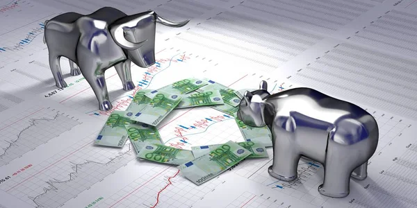 Bull Bear Money Market Finance Stock Concept Illustration — 스톡 사진