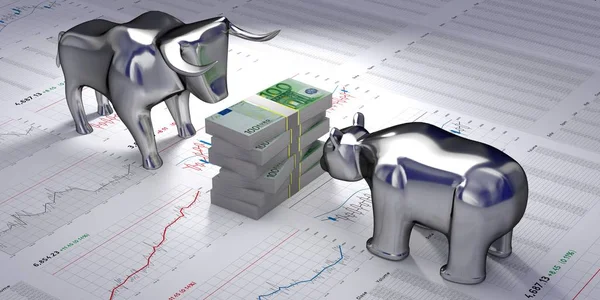 Bull Bear Money Market Finance Stock Concept Illustration — 스톡 사진