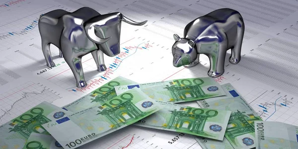 Bull Bear Money Market Finance Stock Concept Illustration — 스톡 사진