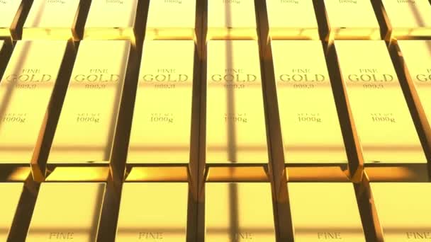 Gold Ingots Treasure Wealth Concept Animation — Stock Video