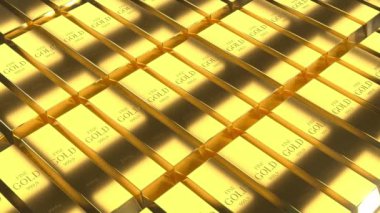 Altın külçeler - hazine / zenginlik kavramı - 4k 3d animasyon