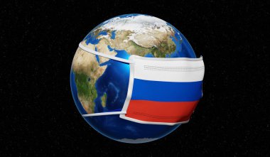 Küresel pandedmik koronavirüs / grip salgını - Rusya - 3D illüstrasyon