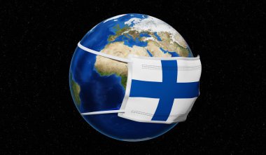 Küresel pandedmik koronavirüs / grip salgını - Finlandiya - 3d illüstrasyon