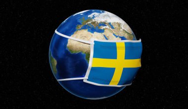 Küresel pandedmik koronavirüs / grip salgını - İsveç - 3D illüstrasyon