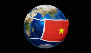 Küresel pandedmik koronavirüs / grip salgını - Vietnam - 3 boyutlu illüstrasyon