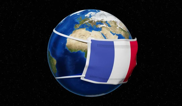 Глобальная Вспышка Пандемического Коронавируса Гриппа Франция Иллюстрация — стоковое фото
