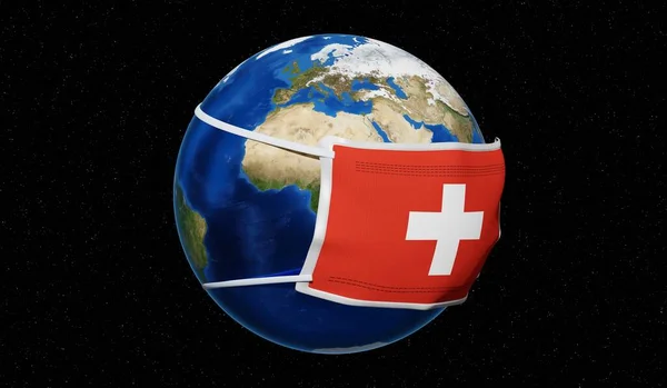 Globale Coronavirus Pandemie Grippeausbruch Schweiz Illustration — Stockfoto