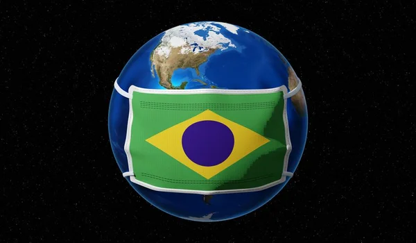 Global Pandemic Coronavirus インフルエンザ発生 ブラジル 3Dイラスト — ストック写真