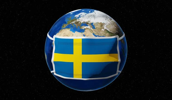 全球汎発性コロナウイルス インフルエンザ発生 スウェーデン 3Dイラスト — ストック写真