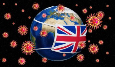 Küresel pandedmik koronavirüs / grip salgını - Büyük Britanya - 3 boyutlu illüstrasyon