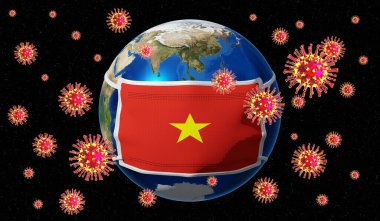 Küresel pandedmik koronavirüs / grip salgını - Vietnam - 3 boyutlu illüstrasyon