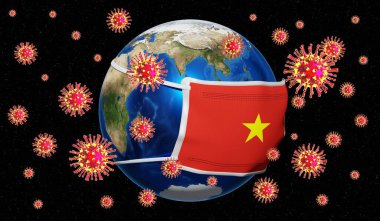 Küresel pandedmik koronavirüs / grip salgını - Vietnam - 3 boyutlu illüstrasyon