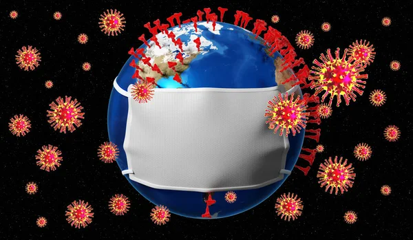 Küresel koronavirüs salgını konsepti - 3D illüstrasyon