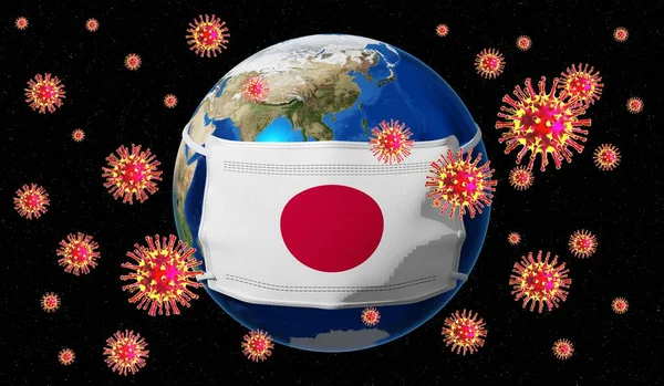 Globální Pandedmická Epidemie Koronaviru Chřipky Japonsko Ilustrace — Stock fotografie