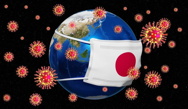 Globální Pandedmická Epidemie Koronaviru Chřipky Japonsko Ilustrace — Stock fotografie