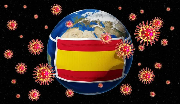 Globální Pandedmická Epidemie Koronaviru Chřipky Španělsko Ilustrace — Stock fotografie