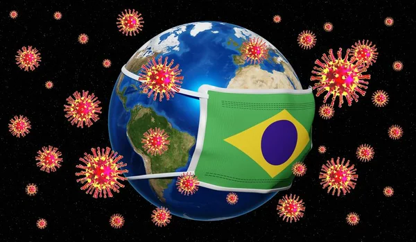 Globalt Utbrott Pandemiskt Coronavirus Influensa Brasilien Illustration — Stockfoto