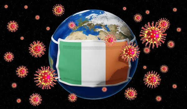 Globální Pandedmická Epidemie Koronaviru Chřipky Irsko Ilustrace — Stock fotografie