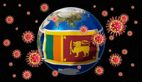 Globális Pandedmikus Koronavírus Influenzajárvány Srí Lanka Illusztráció — Stock Fotó