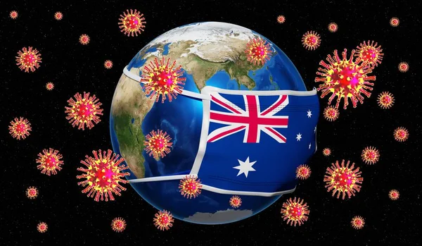 Küresel pandedmik koronavirüs / grip salgını - Avustralya - 3D illüstrasyon