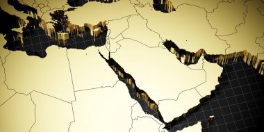 Arap Yarımadası ve Afrika - 3D illüstrasyon