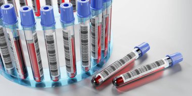 Kan testi, test tüpleri - 3 boyutlu illüstrasyon