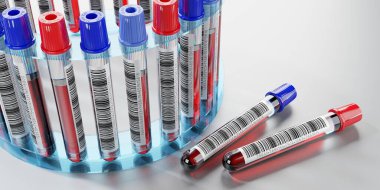 Kan testi, test tüpleri - 3 boyutlu illüstrasyon
