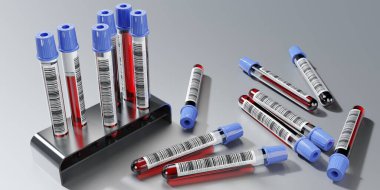 Kan testi, test tüpleri - 3 boyutlu illüstrasyon