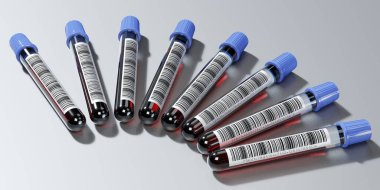 Kan testi, test tüpleri - 3 boyutlu illüstrasyon