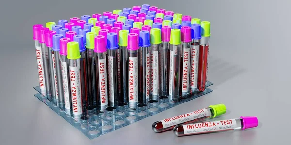 Virus Influenzale Provette Esami Del Sangue Illustrazione — Foto Stock