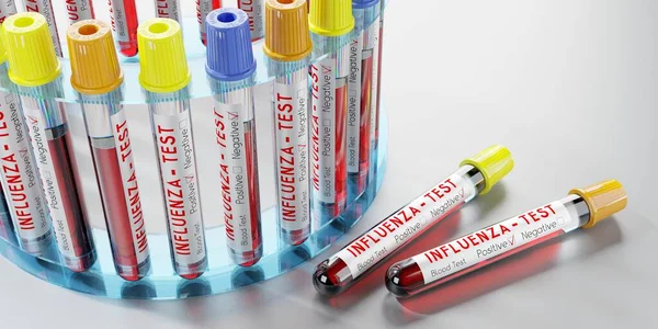 Virus Influenzale Provette Esami Del Sangue Illustrazione — Foto Stock