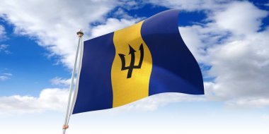 Barbados - sallanan bayrak - 3D illüstrasyon
