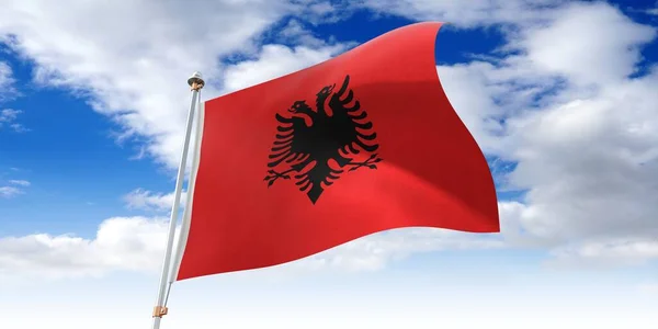 阿尔巴尼亚 挥动国旗 3D插图 — 图库照片