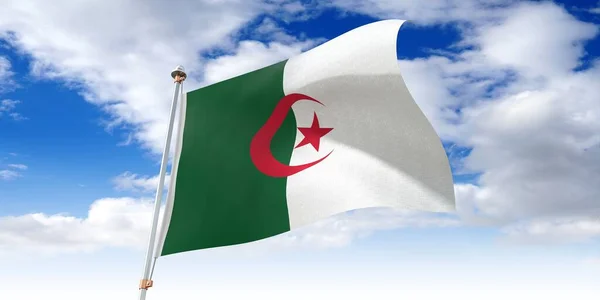 Cezayir Dalgalı Bayrak Illüstrasyon — Stok fotoğraf