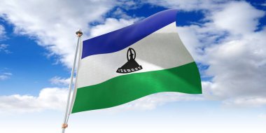 Lesotho - sallanan bayrak - 3D illüstrasyon