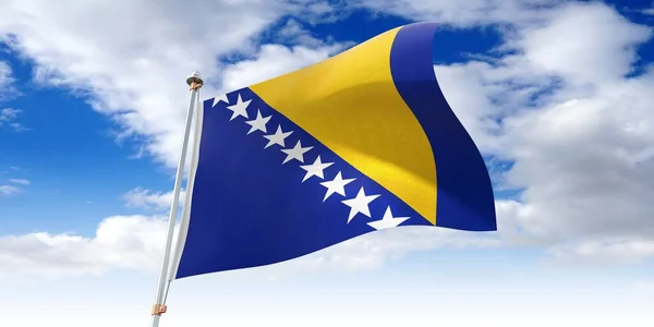 波斯尼亚 挥动国旗 3D插图 — 图库照片