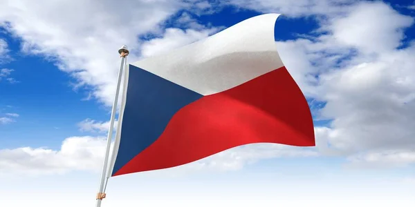 捷克共和国 挥动国旗 3D插图 — 图库照片