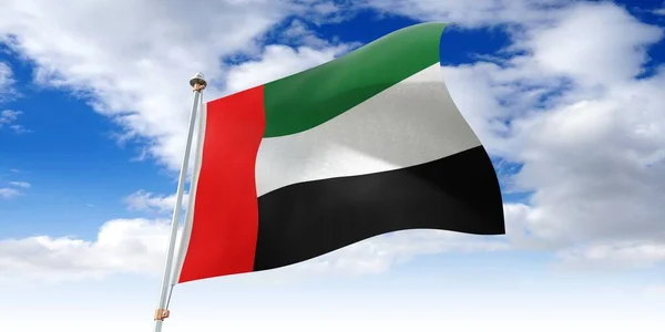 阿联酋 挥动国旗 3D插图 — 图库照片